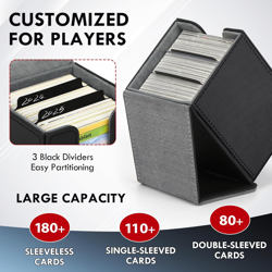 180+ Card Deck Box with Magnetic Closure, PU Leather MTG Commander Deck Case Hol - Image 2