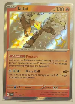 Entei 112/091 Shiny Paldean Fates Holo Pokemon TCG & Bonus Card - Image 2