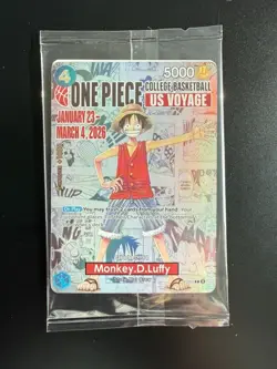One Piece P-055 Monkey D. Luffy U.S. Voyage College Basketball Promo Card-SEALED - Image 1