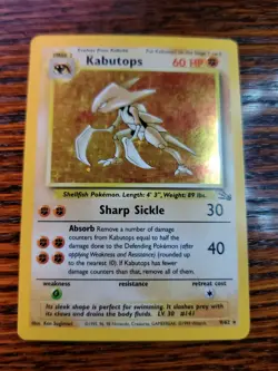 Kabutops - MP Holo Rare - Vintage WotC 1999 English 9/62 Fossil Set Pokemon Card - Image 1