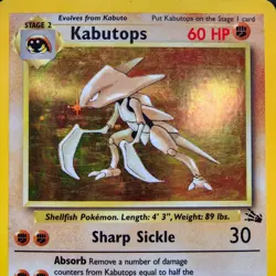 MP Kabutops 9/62 Holo Unlimited Fossil Pokemon Card Rare Collectible - Image 2