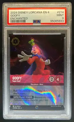 2024 Disney Lorcana Goofy Super Goof Alt Art Enchanted #214/204 PSA 9 - Image 1