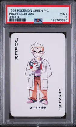 1996 POKEMON GREEN VERSION PLAYING CARDS JOKER PROFESSOR OAK PSA 9 - Image 1
