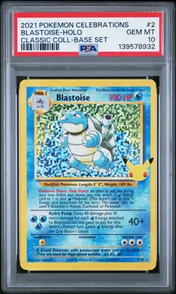 2021 POKEMON CELEBRATIONS CLASSIC COLL #2 BLASTOISE-HOLO PSA 10 - Image 1
