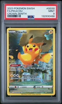 2023 POKEMON SWORD & SHIELD CROWN ZENITH #GG30 FULL ART/PIKACHU PSA 9 - Image 1