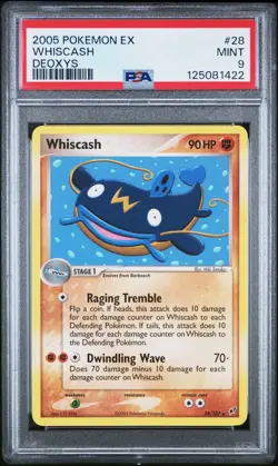 2005 POKEMON EX DEOXYS #28 WHISCASH PSA 9 - Image 1