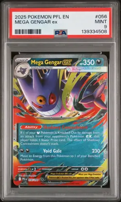 2025 POKEMON PFL EN-PHANTASMAL FLAMES #056 MEGA GENGAR EX PSA 9 - Image 1
