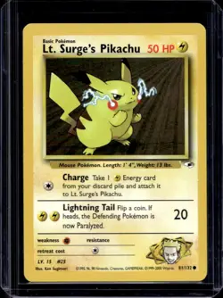 2000 Pokemon Gym Heroes Lt. Surge's Pikachu #81/132 - Image 1
