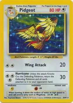 Moderately Played, English Pokemon Holo Pidgeot - 8/64 - Holo Rare - Unlimited E - Image 1