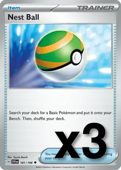 3x Nest Ball 084/091 Scarlet and Violet Base Set English Pokemon Card Playset x3 - Image 1