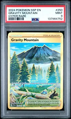 2024 POKEMON SSP EN-SURGING SPARKS HYPER RARE #250 GRAVITY MOUNTAIN PSA 9 - Image 1
