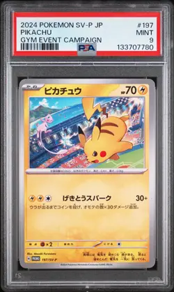 2024 POKEMON JAPANESE SV-P PROMO GYM EVENT CAMPAIGN #197 PIKACHU PSA 9 - Image 1
