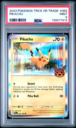 2023 POKEMON TRICK OR TRADE #062 PIKACHU PSA 9 - Image 1