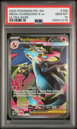 2025 POKEMON PFL EN-PHANTASMAL FLAMES ULTRA RARE #109 MEGA CHARIZARD X EX PSA 10 - Image 1
