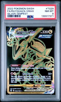 2022 POKEMON SWORD & SHIELD SILVER TEMPEST #TG29 FULL ART/RAYQUAZA VMAX PSA 8 - Image 1