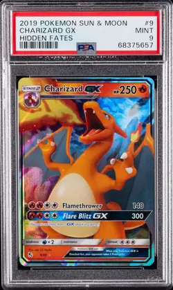 2019 POKEMON SUN & MOON HIDDEN FATES #9 CHARIZARD GX PSA 9 - Image 1