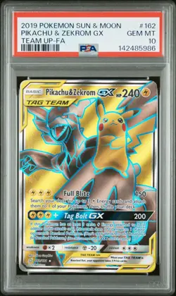 Pokemon Pikachu & Zekrom GX Tag Team Full Art 162/181 PSA 10 - Image 1