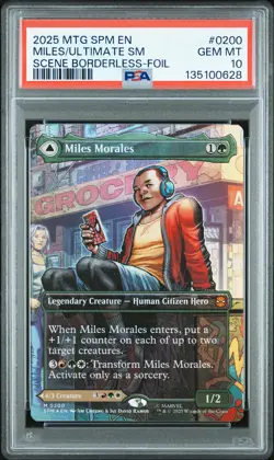 2025 MTG MARVEL'S SPIDER-MAN #0200 MILES MORALES/ULTIMATE SPIDER-MAN PSA 10 - Image 1