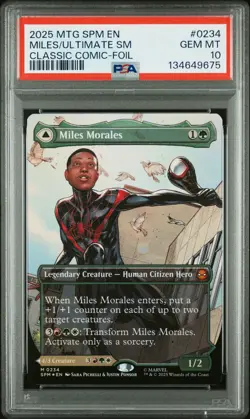 2025 MTG MARVEL'S SPIDER-MAN #0234 MILES MORALES/ULTIMATE SPIDER-MAN PSA 10 - Image 1