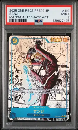 2025 ONE PIECE JAPANESE PREMIUM BOOSTER MANGA ALTERNATE ART #119 SANJI PSA 9 - Image 1