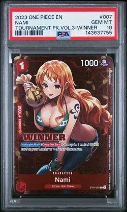 2023 ONE PIECE PROMOS TOURNAMENT PACK VOL.3-WINNER #007 NAMI PSA 10 - Image 1
