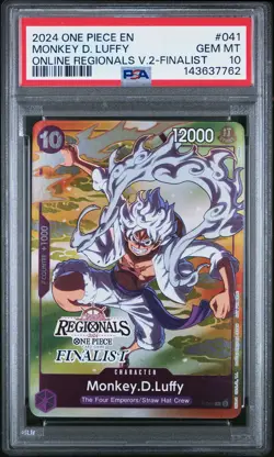 2024 ONE PIECE ONLINE REGIONALS PACK 2024 VOL.2 FINALIST MONKEY D. LUFFY PSA 10 - Image 1
