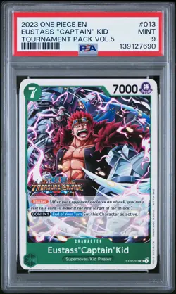 2023 ONE PIECE PROMOS TOURNAMENT PACK VOL.5 #013 EUSTASS "CAPTAIN" KID PSA 9 - Image 1