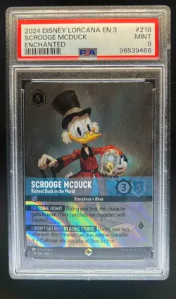 2024 Disney Lorcana Scrooge McDuck Richest Duck in World Alt Art #218/204 PSA 9 - Image 1