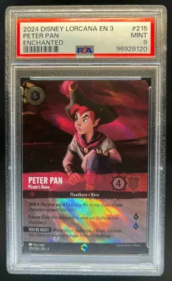 2024 Disney Lorcana Peter Pan Pirate's Bane Alt Art Enchanted #215/204 PSA 9 - Image 1