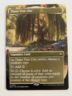MTG Three Tree City -Spring- (0337) *Non-Foil* Borderless Bloomburrow NM/MT - Image 1