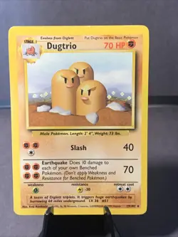 Pokemon TCG Dugtrio 19/102 Base Set Unlimited Non Holo Rare 1999 WOTC VTG LP - Image 1