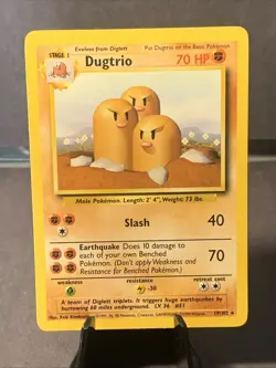 Pokemon TCG Dugtrio 19/102 Base Set Unlimited Non Holo Rare 1999 WOTC VTG LP - Image 1