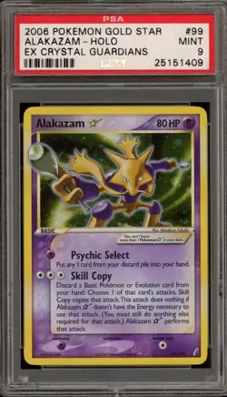 Pokemon Alakazam Gold Star EX Crystal Guardians Holo Ultra Rare #99 PSA 9 Mint - Image 1