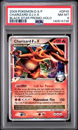 2009 POKEMON DIAMOND & PEARL BLACK STAR PROMO HOLO #DP45 CHARIZARD G LV.X PSA 8 - Image 1