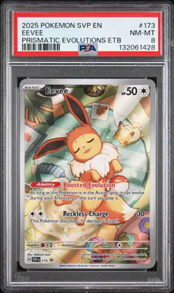 2025 Pokemon SVP En Eevee Prismatic Evolutions ETB Black Star Promo #173 PSA 8 - Image 1