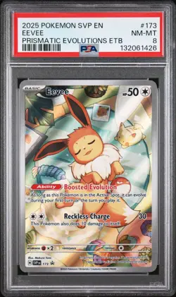 2025 Pokemon SVP En Eevee Prismatic Evolutions ETB Black Star Promo #173 PSA 8 - Image 1