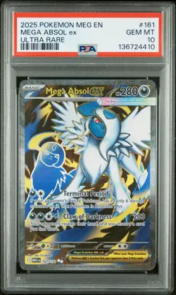 2025 POKEMON MEG EN-MEGA EVOLUTION ULTRA RARE #161 MEGA ABSOL EX PSA 10 - Image 1