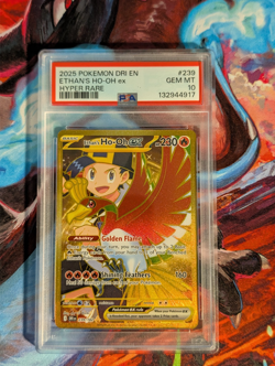 2025 POKEMON DRI EN-DESTINED RIVALS HYPER RARE #239 ETHAN'S HO-OH EX PSA 10 - Image 1