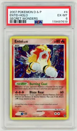 2007 Pokemon Diamond & Pearl Secret Wonders Entei-Holo #4 PSA 6 - Image 1