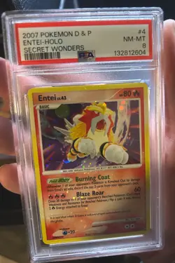 Pokemon Entei Secret Wonders Holo Rare #4 PSA 8 Holo Bleed - Image 1