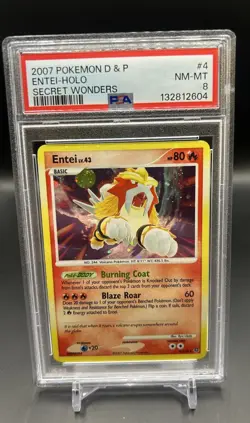 Pokemon Entei Secret Wonders Holo Rare #4 PSA 8 Holo Bleed - Image 2