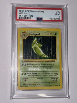 Pokemon PSA 9 MINT 1999 Metapod 1st Edition Shadowless Base Set Card 54/102 - Image 1
