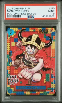 2025 ONE PIECE JPN PREM CARD COLL -ONE PIECE DAY'25- #110 MONKEY D. LUFFY PSA 9 - Image 1