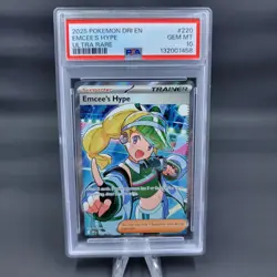 Pokemon Destined Rivals Emcee's Hype Card 220/182 Ultra Rare PSA 10 - Image 1