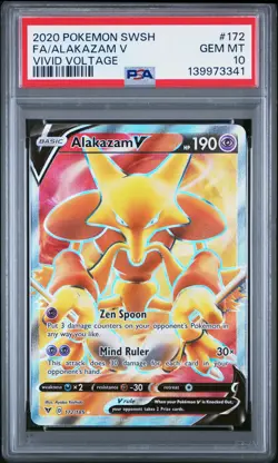 2020 POKEMON SWORD & SHIELD VIVID VOLTAGE #172 FULL ART/ALAKAZAM V PSA 10 - Image 1