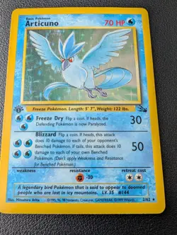 Pokemon TCG Articuno 1st Edition Holo Rare Card 2/62 Fossil - Image 1