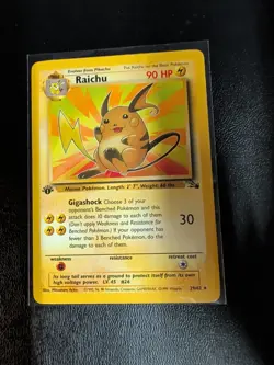 Pokemon TCG Raichu 29/62 1st Edition Non-Holo Card Fossil Set - Image 1