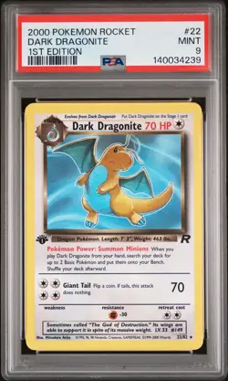 2000 POKEMON ROCKET 1ST EDITION #22 DARK DRAGONITE PSA 9 - Image 1