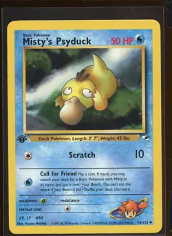 Misty's Psyduck Uncommon Ex/LP 54/132 Gym Heroes 1st Edition Pokemon - Image 1