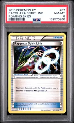 2015 POKEMON XY ROARING SKIES #87 RAYQUAZA SPIRIT LINK PSA 8 - Image 1
